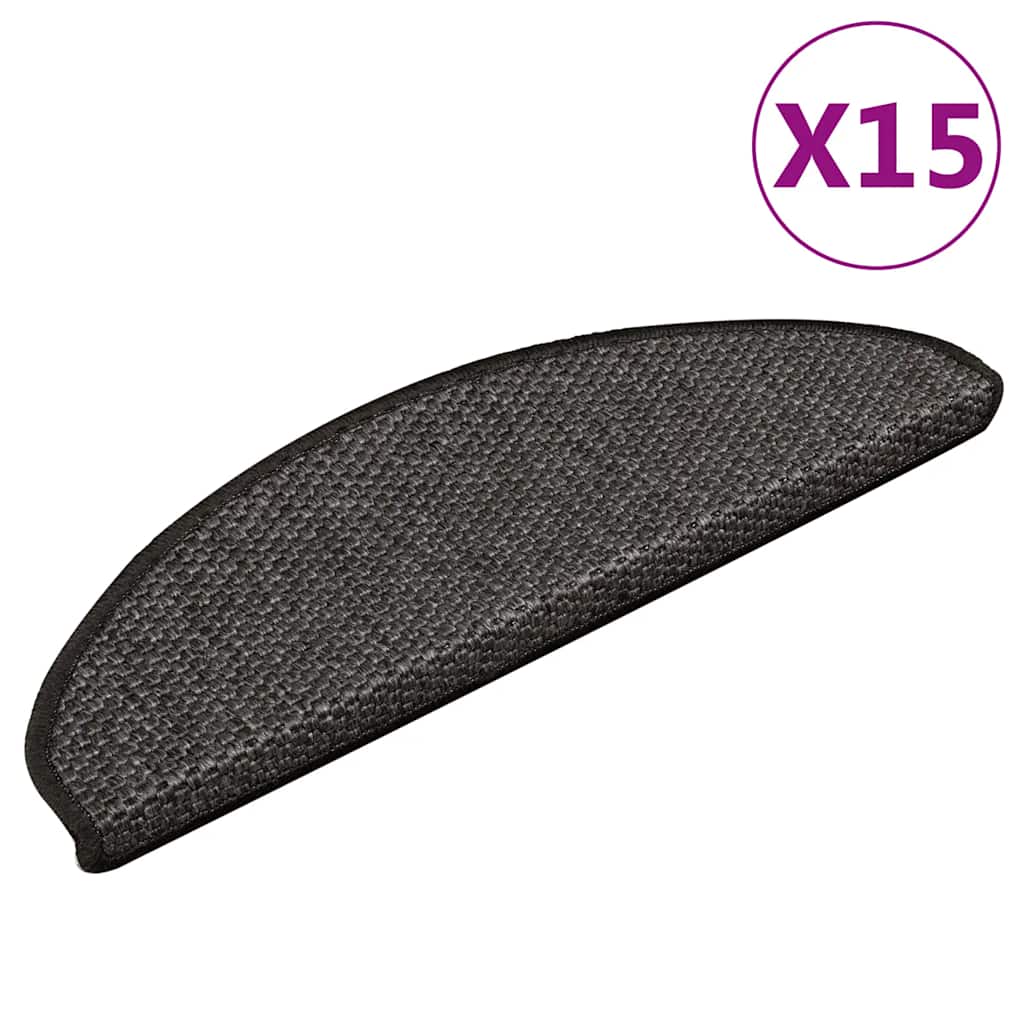 VidaXL Stufenmatten selbstklebend 15 Stk. Sisaloptik 65x21x4cm Farbe Anthrazit