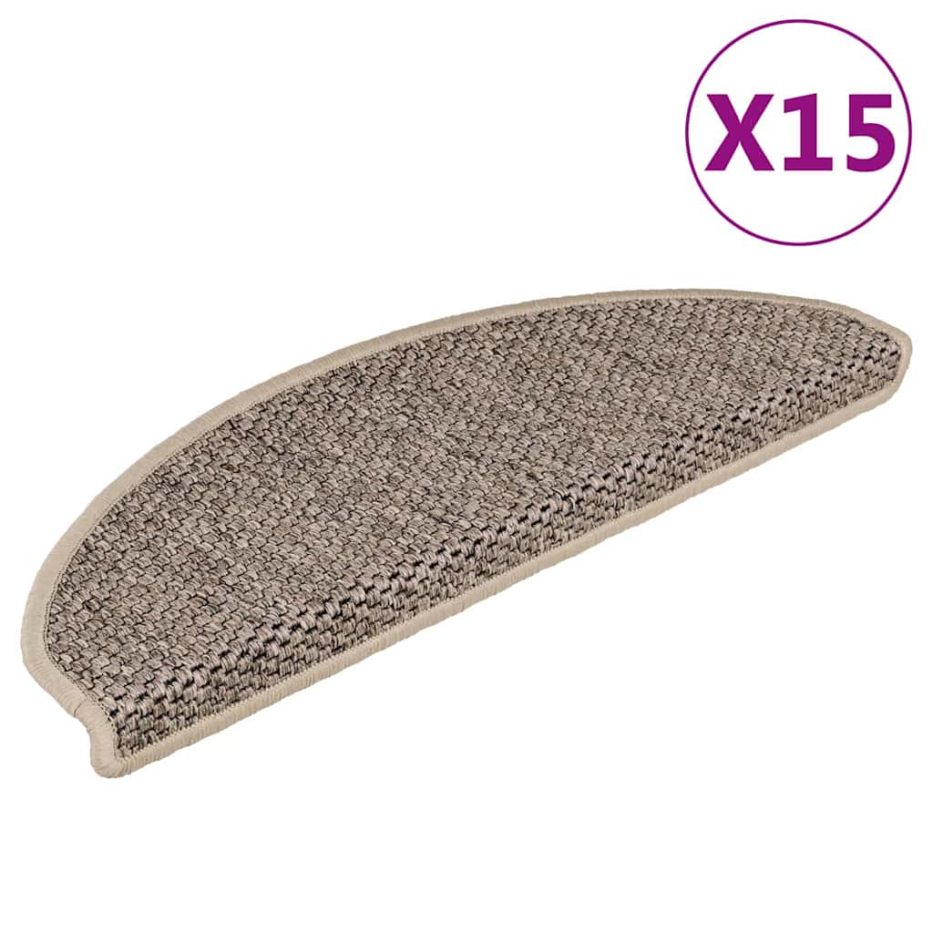 Vidaxl Treppenmatten selbstklebend 15 St. Sisal Look 65x21x4 cm dunkler Beige