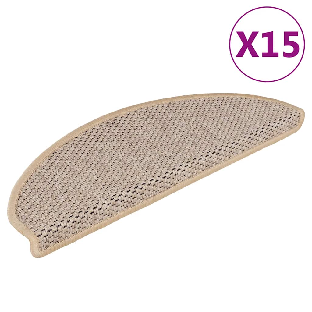 Vidaxl-Treppenmatten selbstklebend 15 St. Sisal Look 65x21x4 cm Licht Beige