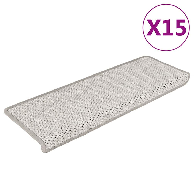VidaXL Stufenmatten selbstklebend 15 Stk. Sisaloptik 65x21x4 cm platinfarben