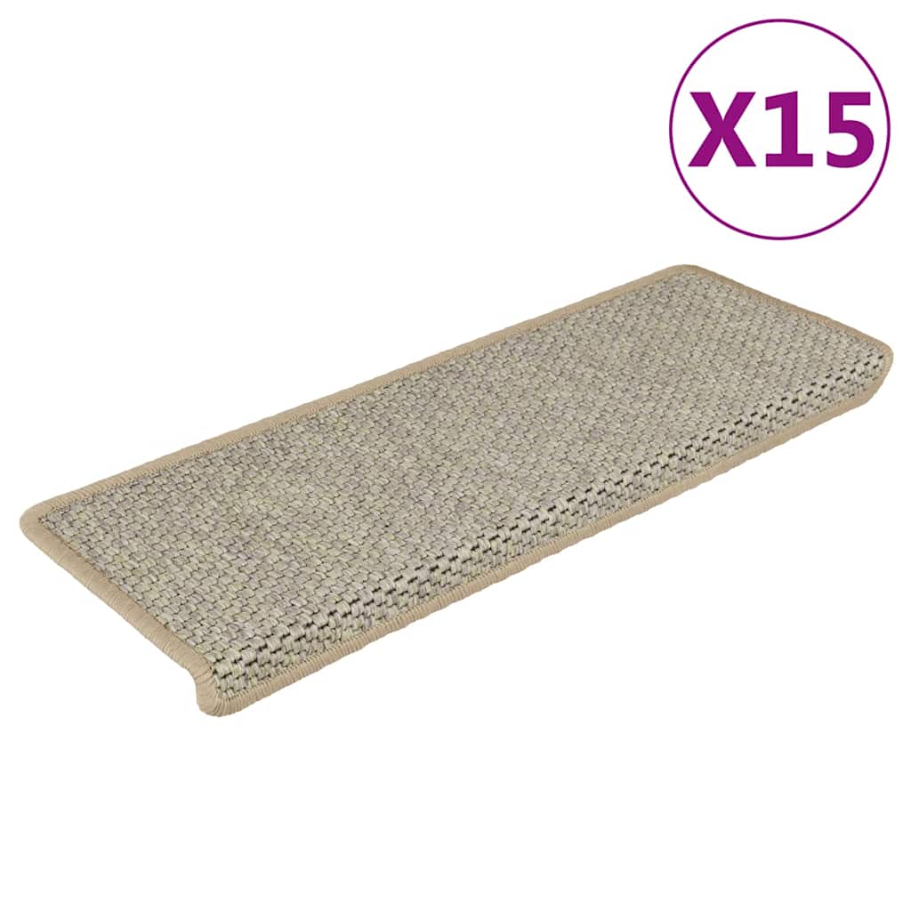 VidaXL Stufenmatten selbstklebend 15 Stk. Sisaloptik 65x21x4 cm Grün