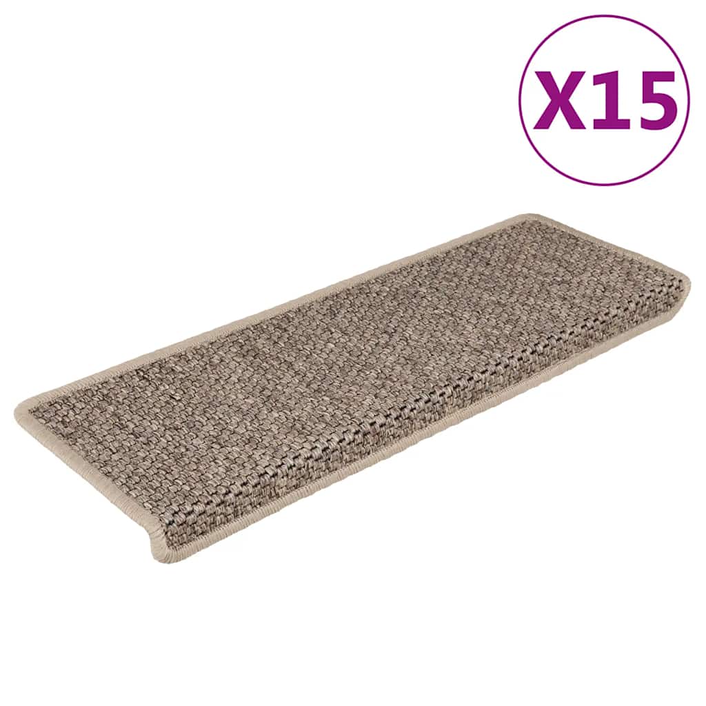 Vidaxl Treppenmatten selbstklebend 15 St. Sisal Look 65x21x4 cm dunkler Beige
