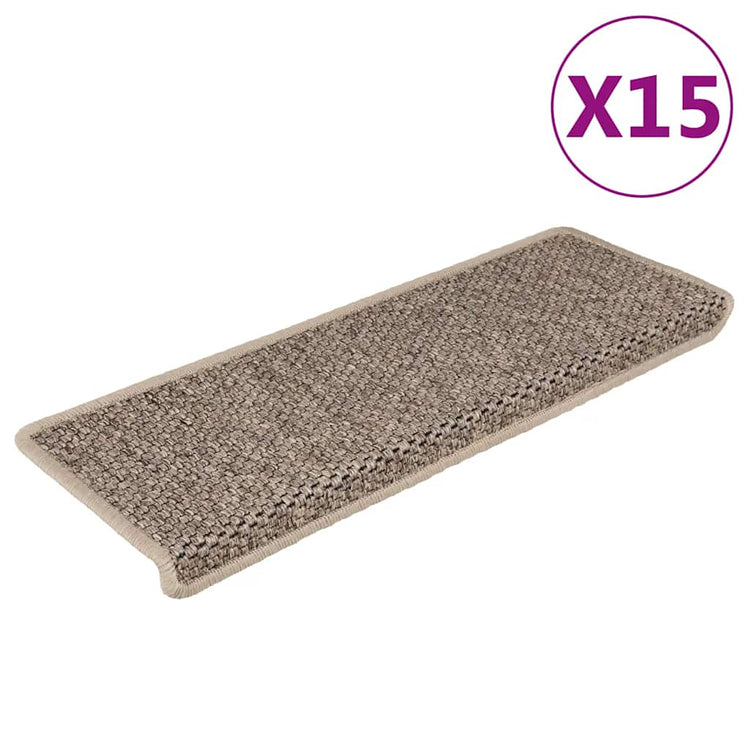 Vidaxl Treppenmatten selbstklebend 15 St. Sisal Look 65x21x4 cm dunkler Beige