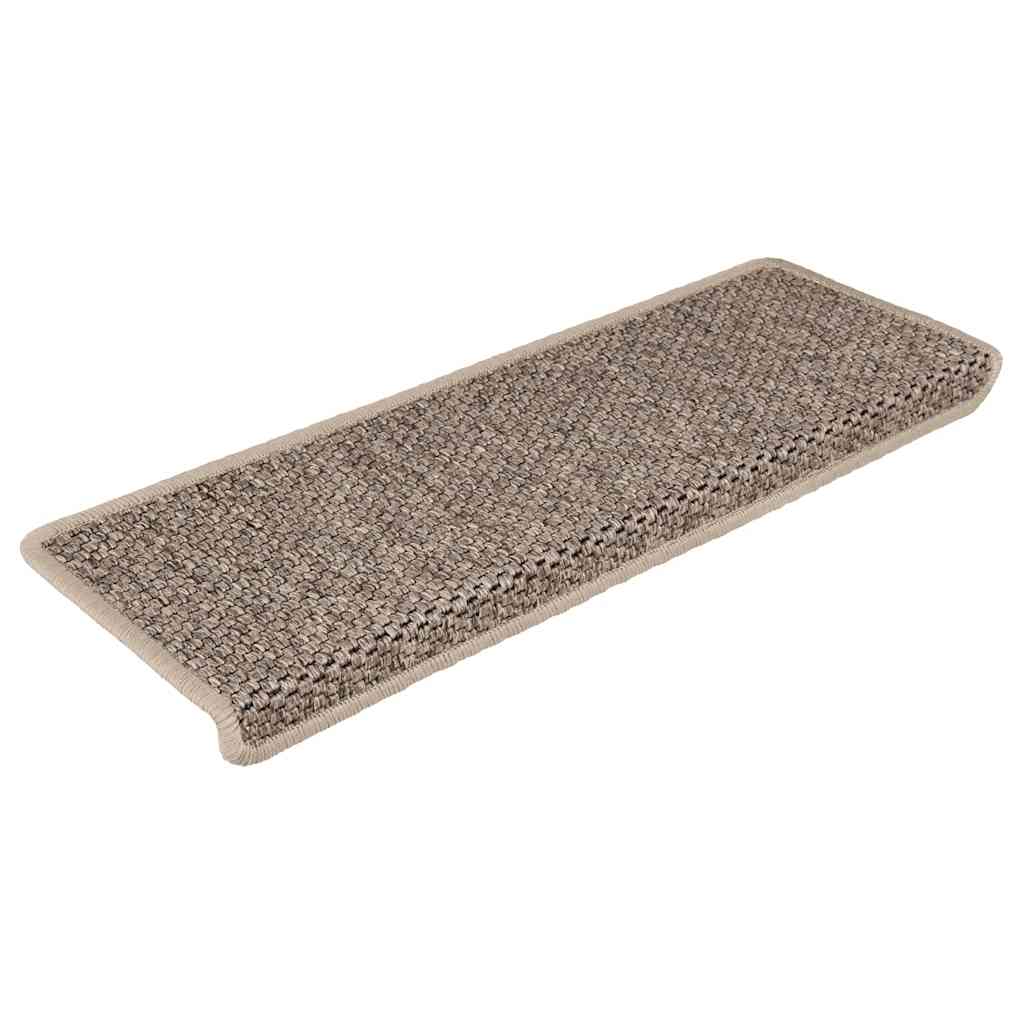 Vidaxl Treppenmatten selbstklebend 15 St. Sisal Look 65x21x4 cm dunkler Beige