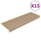 VidaXL Stufenmatten selbstklebend 15 Stk. Sisaloptik 65x21x4 cm sandfarben