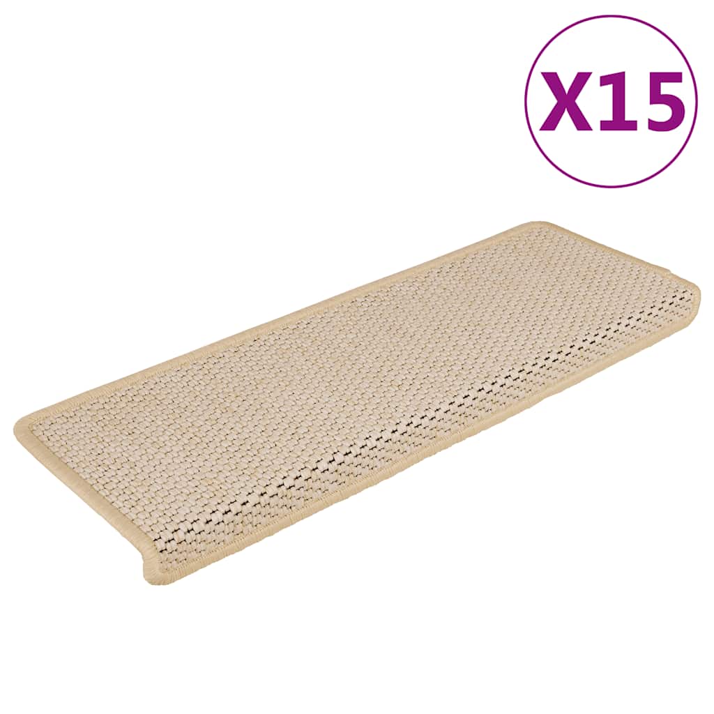 VidaXL Stufenmatten selbstklebend 15 Stk. Sisaloptik 65x21x4 cm Berber