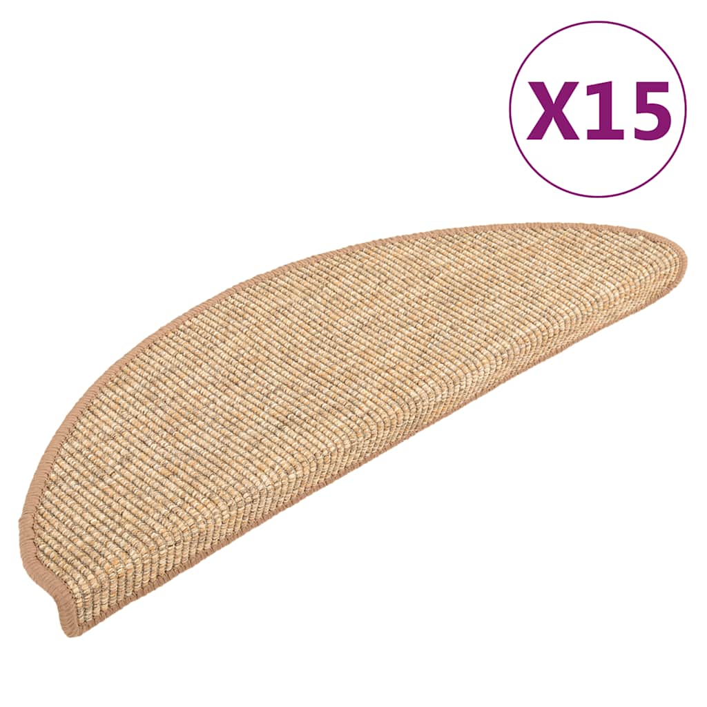 Vidaxl -Treppenmatten Selbstadhäsiv 15 St 56x17x3 cm hellbraun