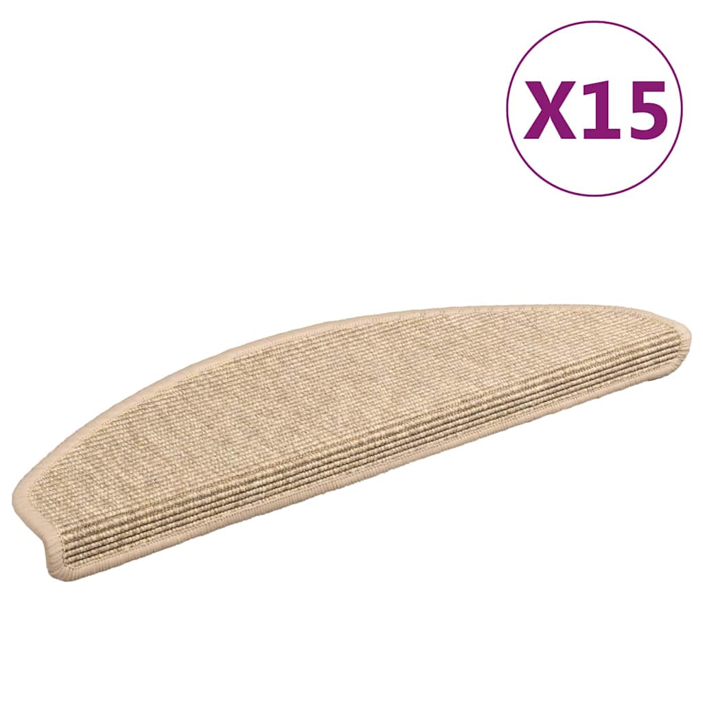 Vidaxl-Treppenmatten selbstklebend 15 St. Sisal Look 65x21x4 cm Beige