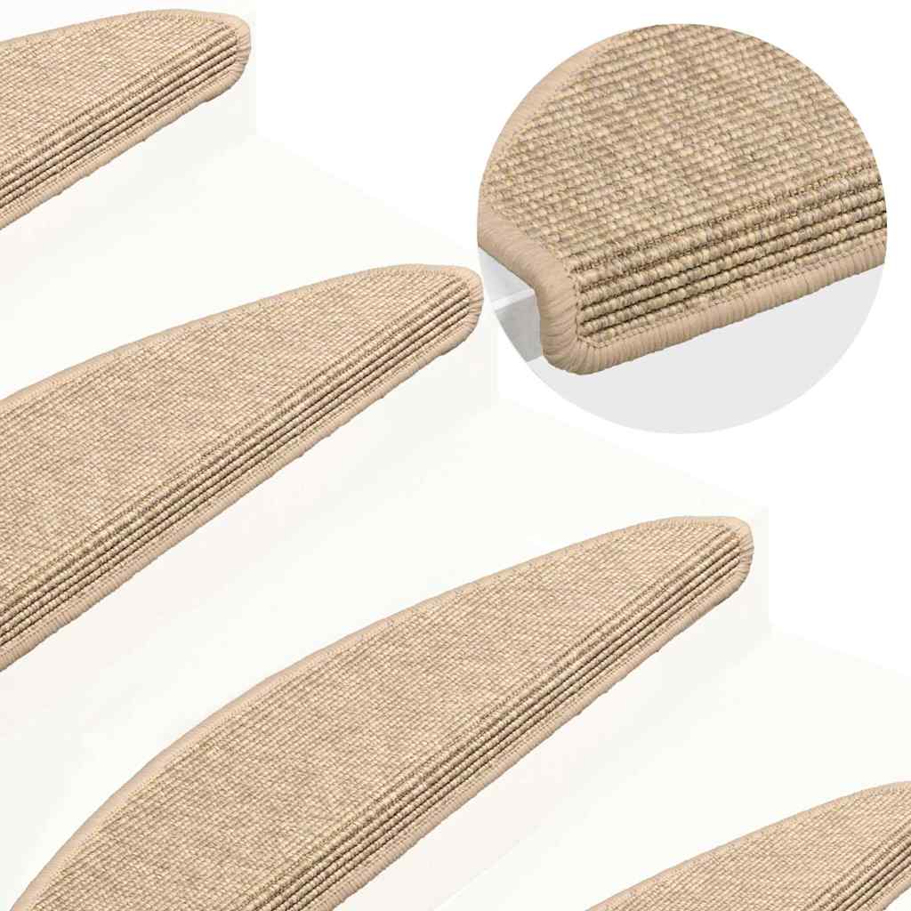 Vidaxl-Treppenmatten selbstklebend 15 St. Sisal Look 65x21x4 cm Beige
