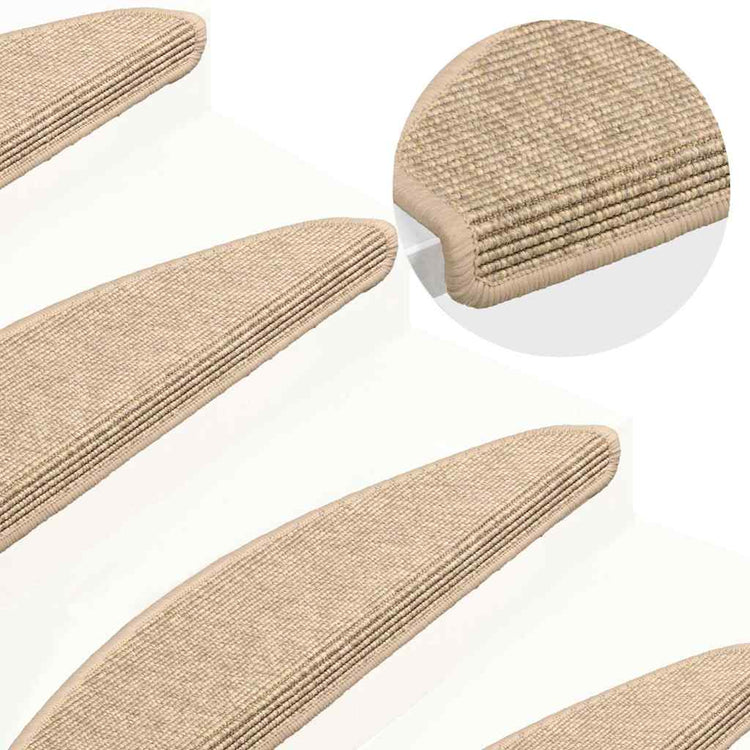 Vidaxl-Treppenmatten selbstklebend 15 St. Sisal Look 65x21x4 cm Beige
