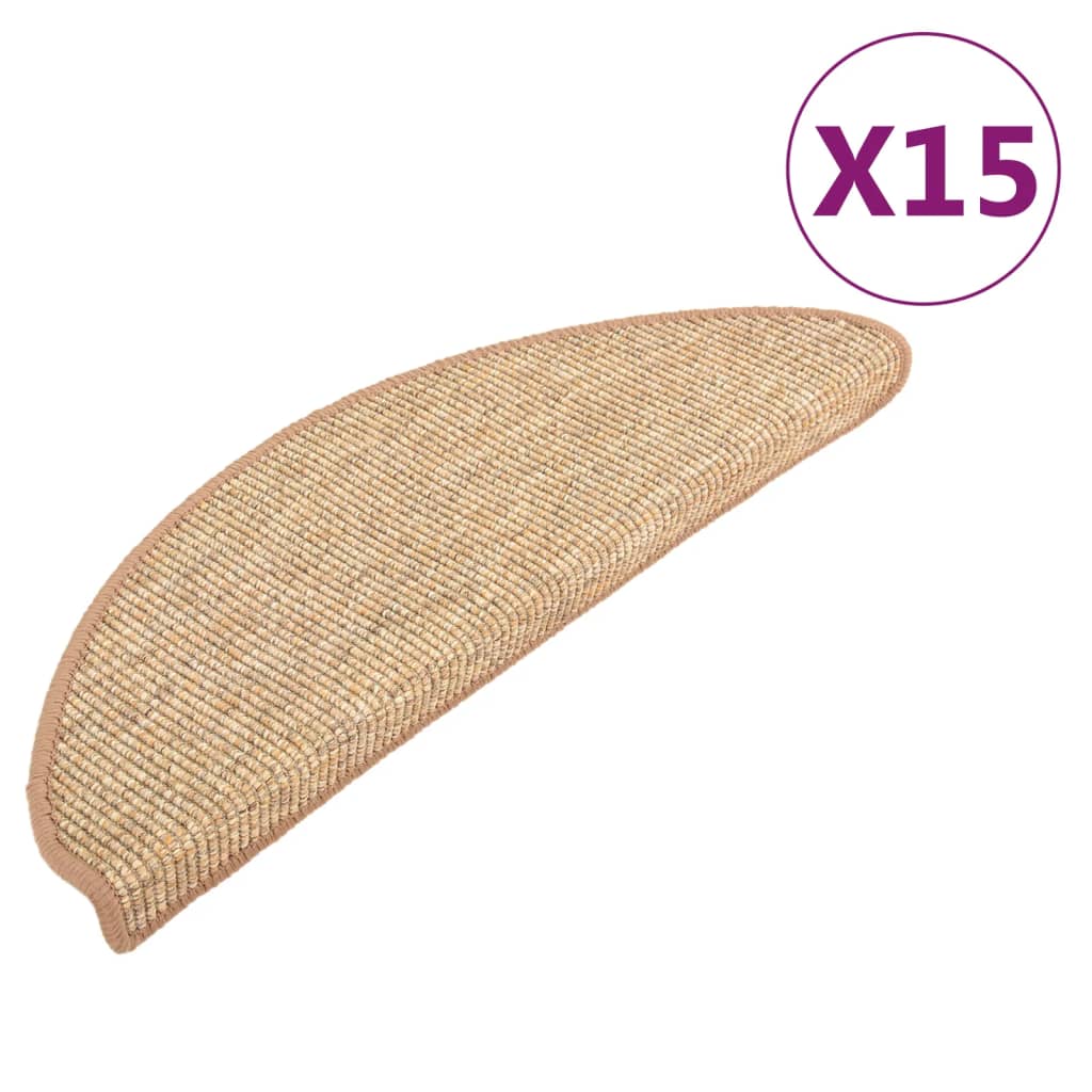 Vidaxl Treppenmatten Selbstadhäsiv 15 ST 65x21x4 cm hellbraun