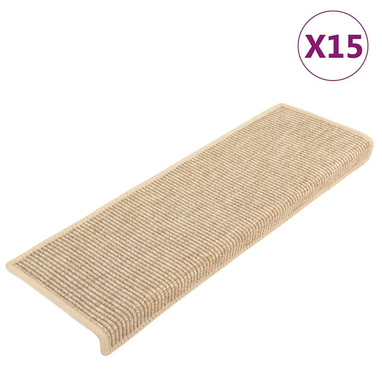 Vidaxl-Treppenmatten selbstklebend 15 St. Sisal Look 65x21x4 cm Licht Beige