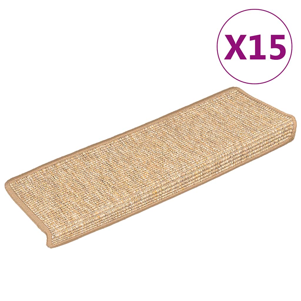 Vidaxl Treppenmatten Selbstadhäsiv 15 ST 65x21x4 cm hellbraun