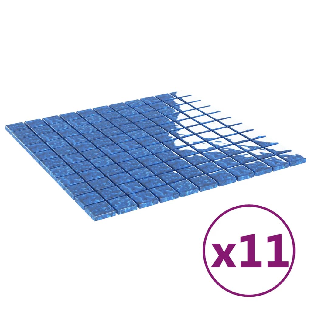 Vidaxl Mosaikfliesen 11 ST 30 x 30 cm Glasblau