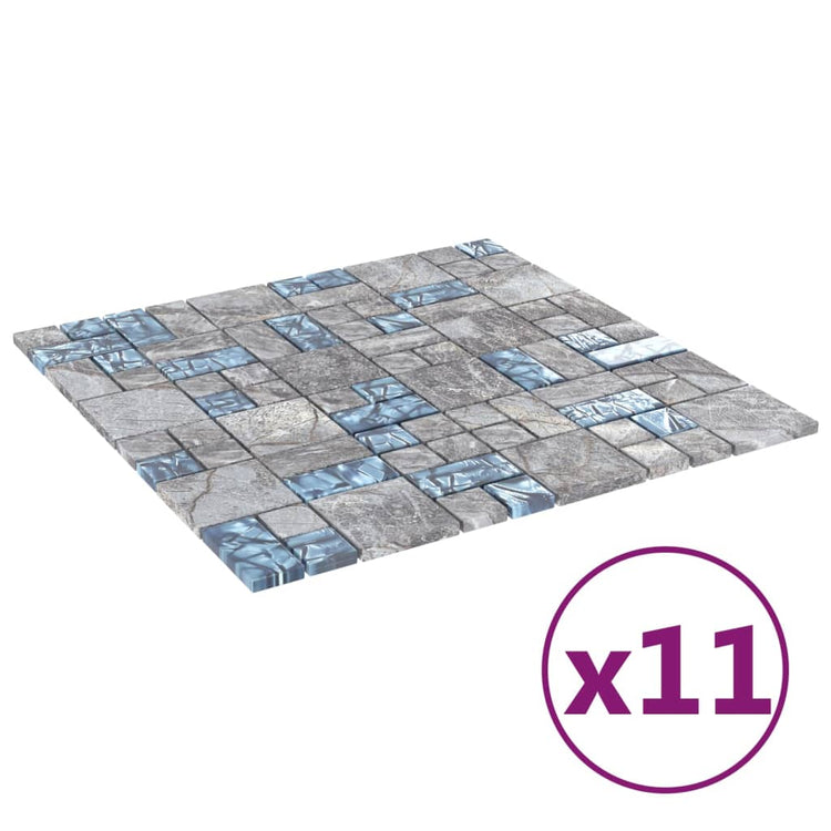 Vidaxl -Mosaikfliesen 11 PCs 30 x 30 cm Glasgrau und Blau