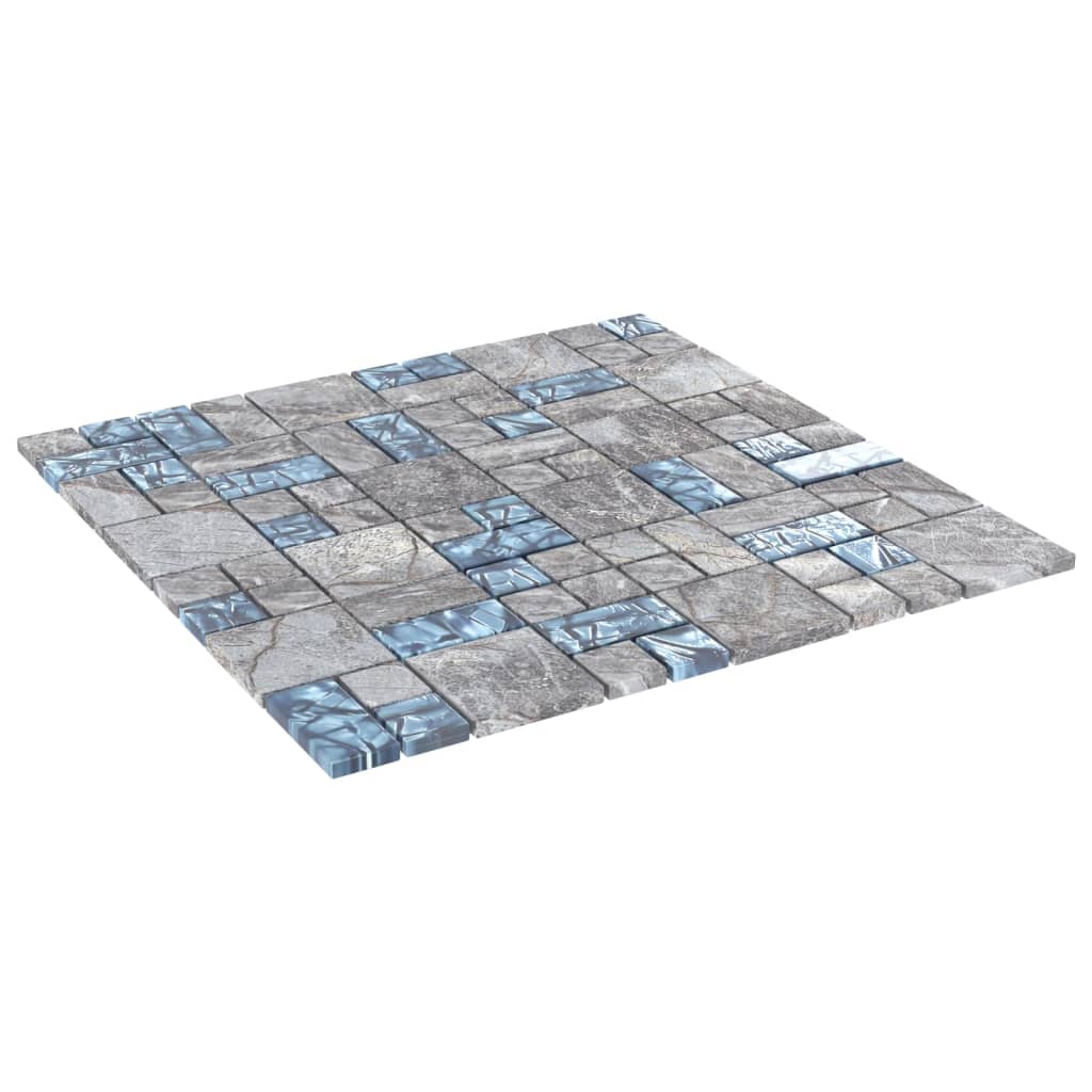 Vidaxl -Mosaikfliesen 11 PCs 30 x 30 cm Glasgrau und Blau
