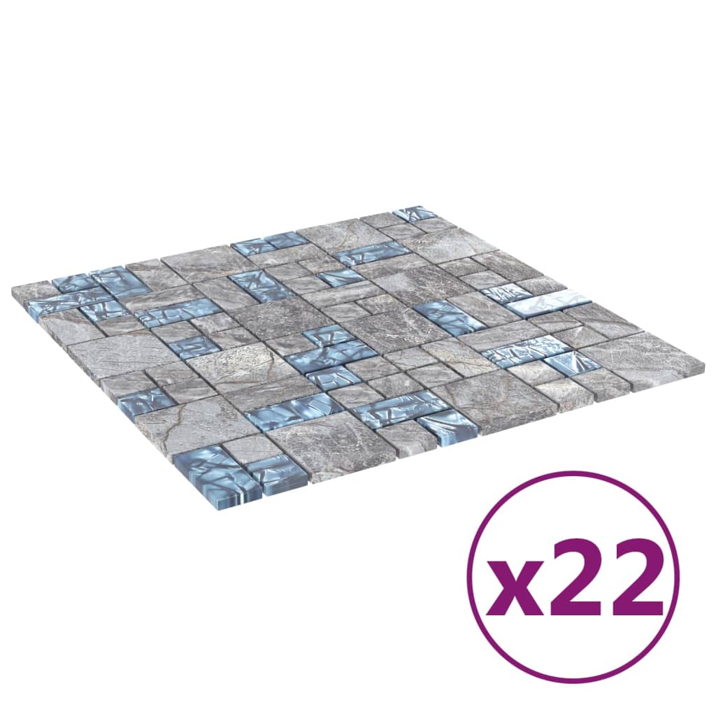 Vidaxl -Mosaikfliesen 22 PCs 30 x 30 cm Glasgrau und Blau