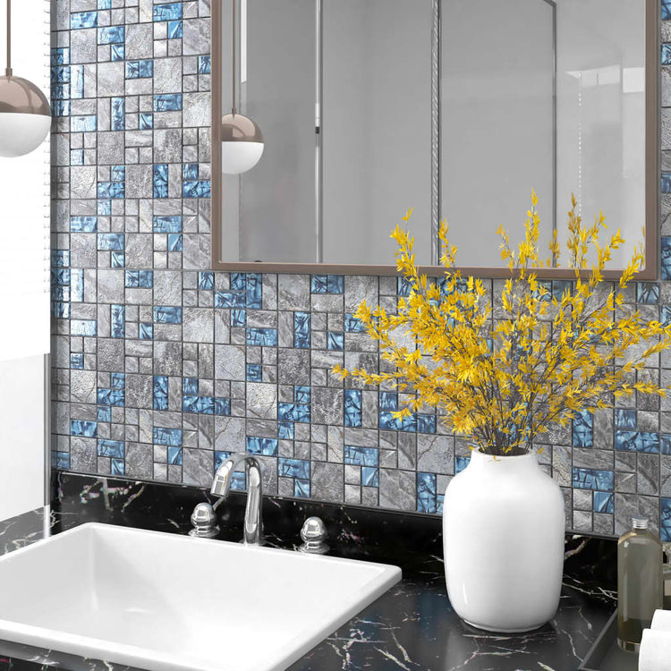 Vidaxl -Mosaikfliesen 22 PCs 30 x 30 cm Glasgrau und Blau