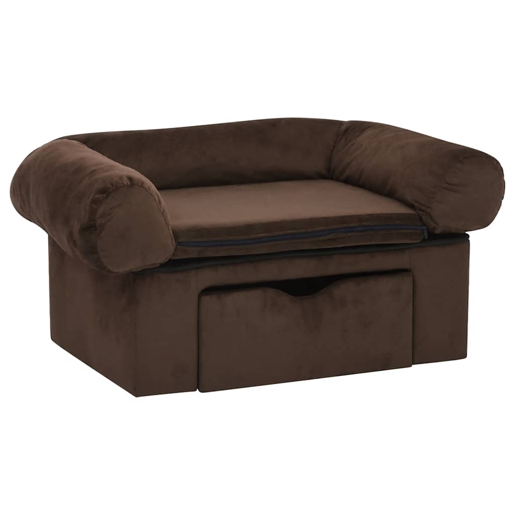 Vidaxl Hundebank mit Schublade 75x50x38 cm Plüschbraun