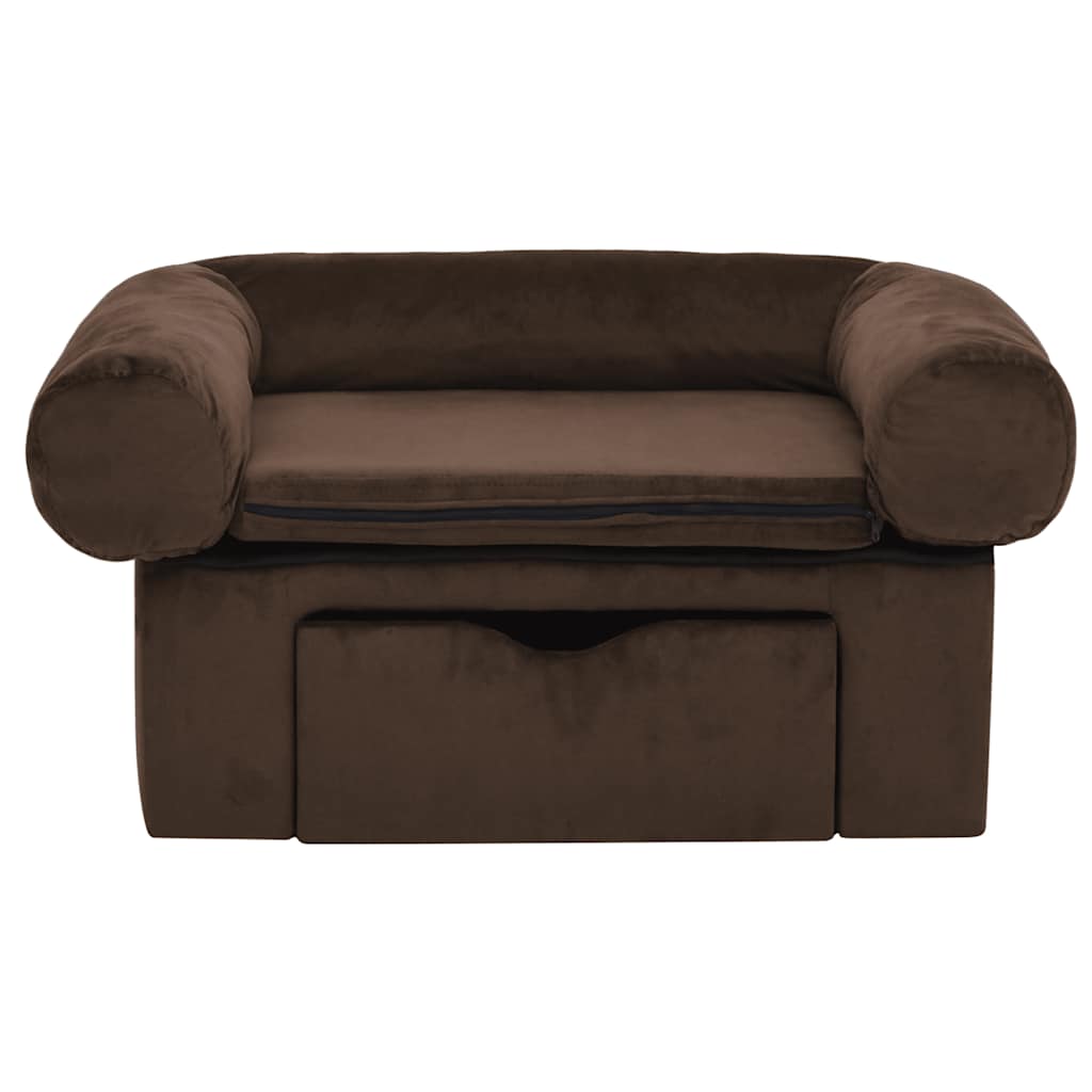 Vidaxl Hundebank mit Schublade 75x50x38 cm Plüschbraun