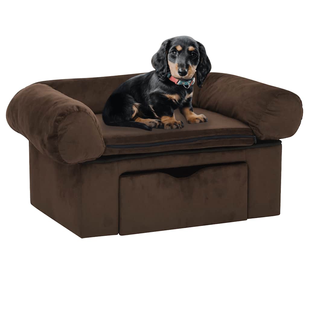 Vidaxl Hundebank mit Schublade 75x50x38 cm Plüschbraun