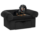 Vidaxl Hundebank mit Schublade 75x50x38 cm Plüsch schwarz - afbeelding 1