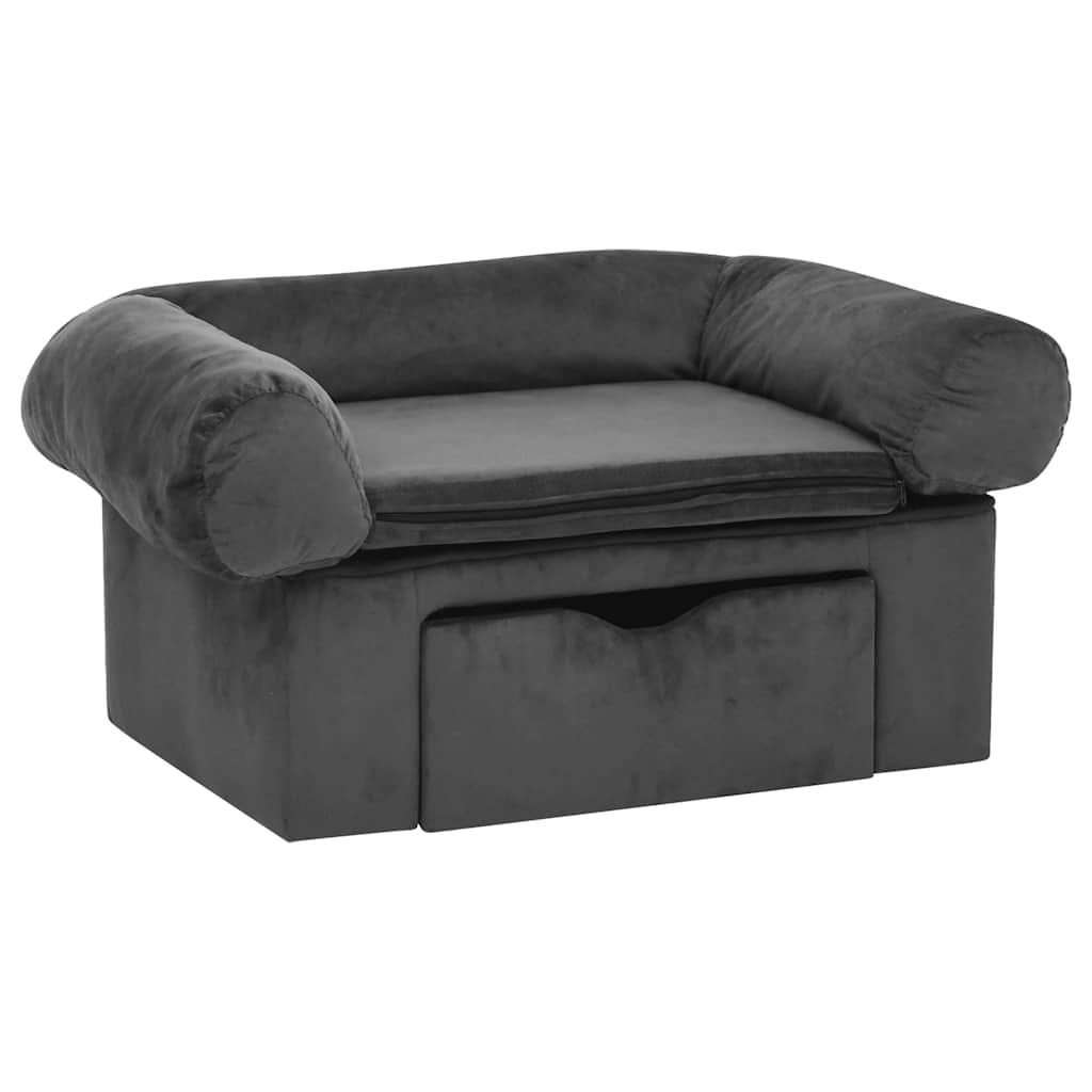 Vidaxl Hundebank mit Schublade 75x50x38 cm Plüsch dunkelgrau