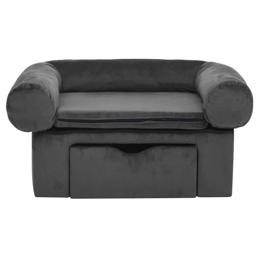 Vidaxl Hundebank mit Schublade 75x50x38 cm Plüsch dunkelgrau