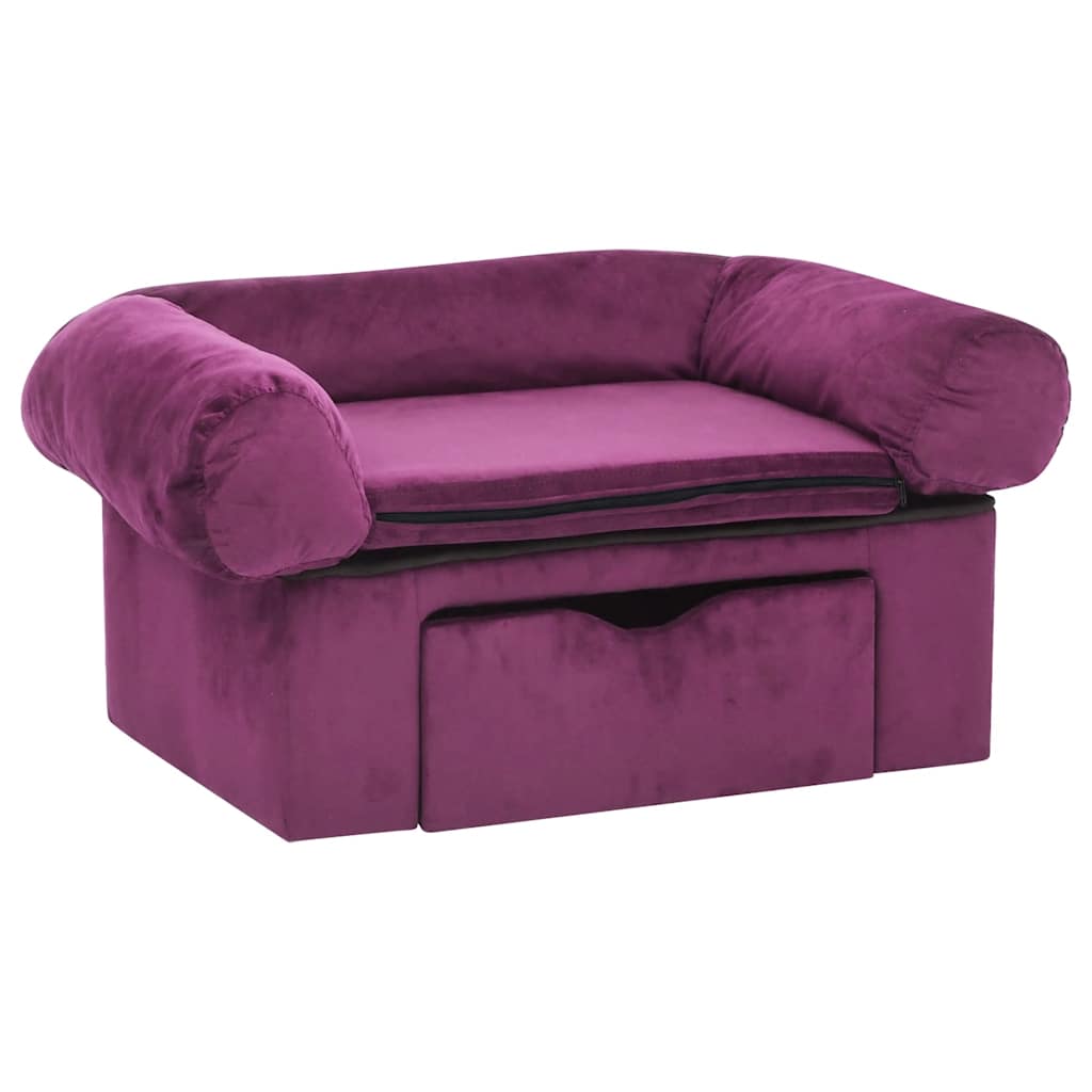 Vidaxl Hundebank mit Schublade 75x50x38 cm Plüsch Bordeaux Rot