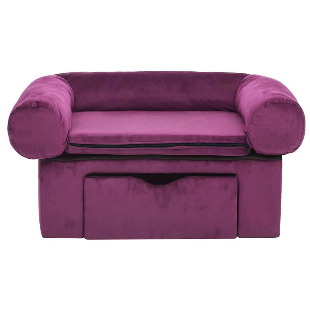 Vidaxl Hundebank mit Schublade 75x50x38 cm Plüsch Bordeaux Rot