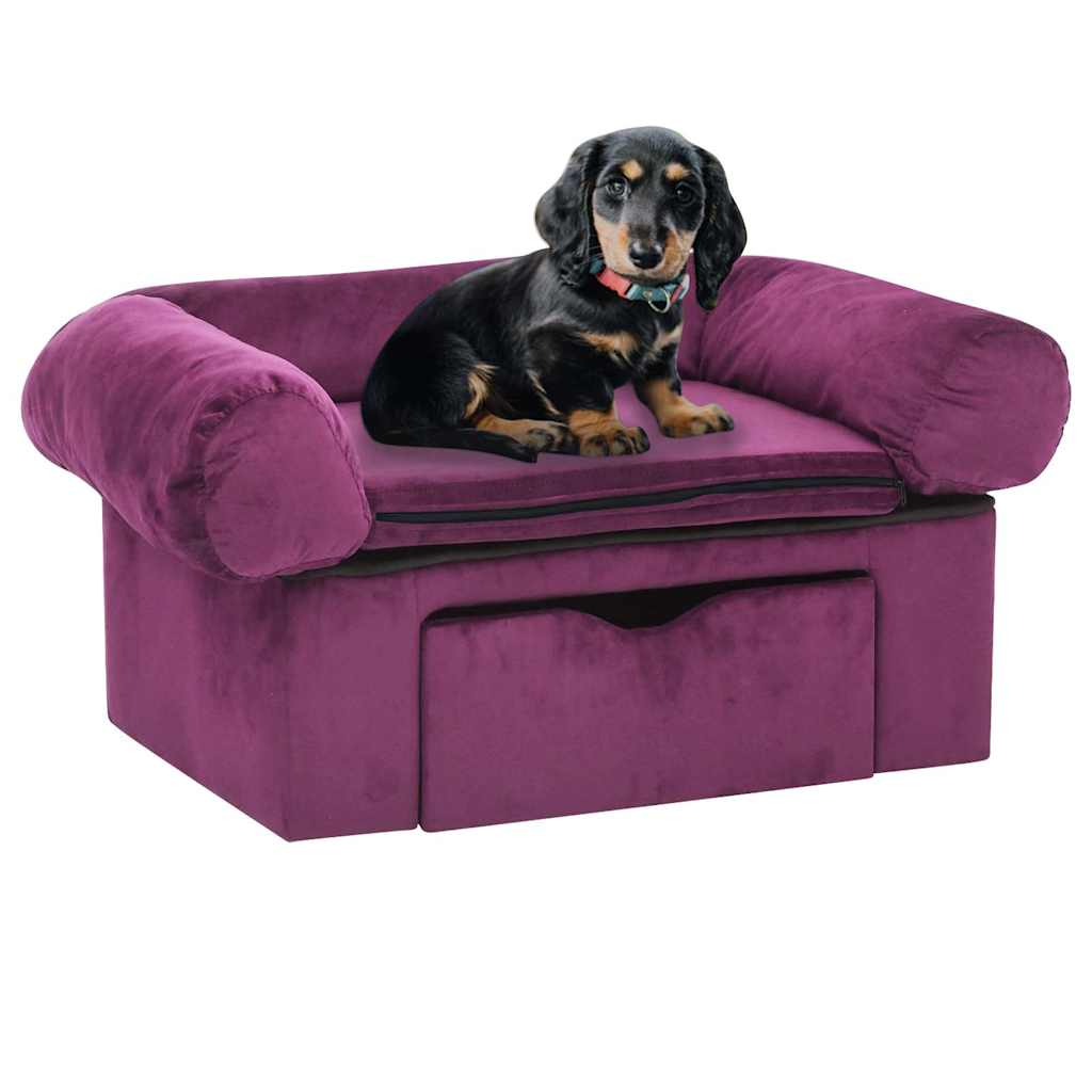 Vidaxl Hundebank mit Schublade 75x50x38 cm Plüsch Bordeaux Rot