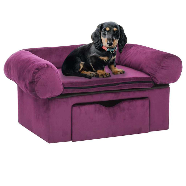 Vidaxl Hundebank mit Schublade 75x50x38 cm Plüsch Bordeaux Rot