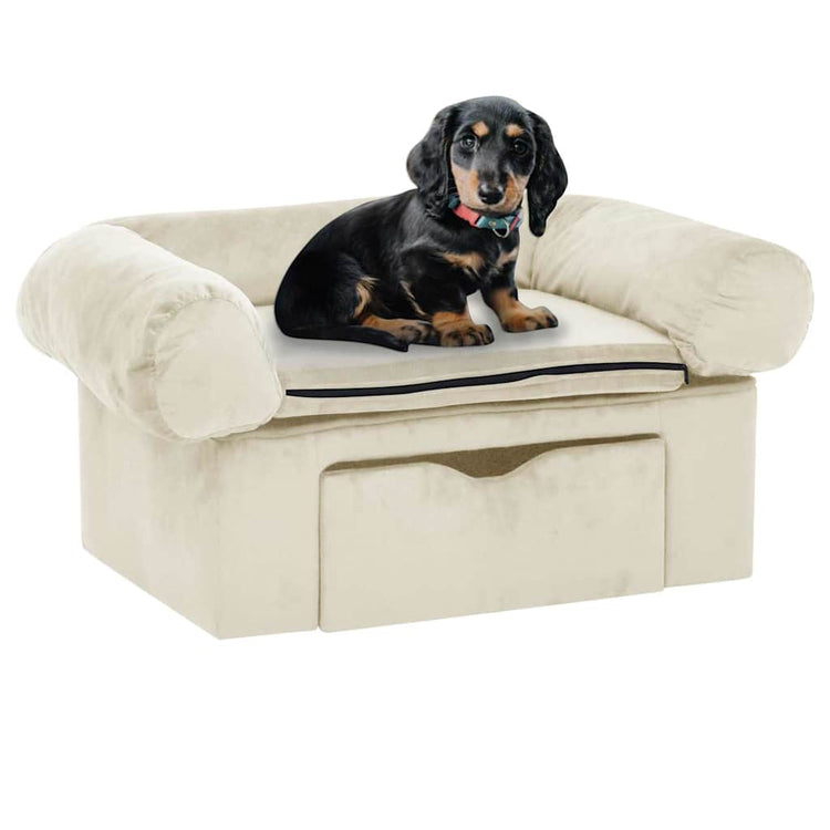 VIDAXL -Hundebank mit Schublade 75x50x38 cm Plüschcreme -gelöscht