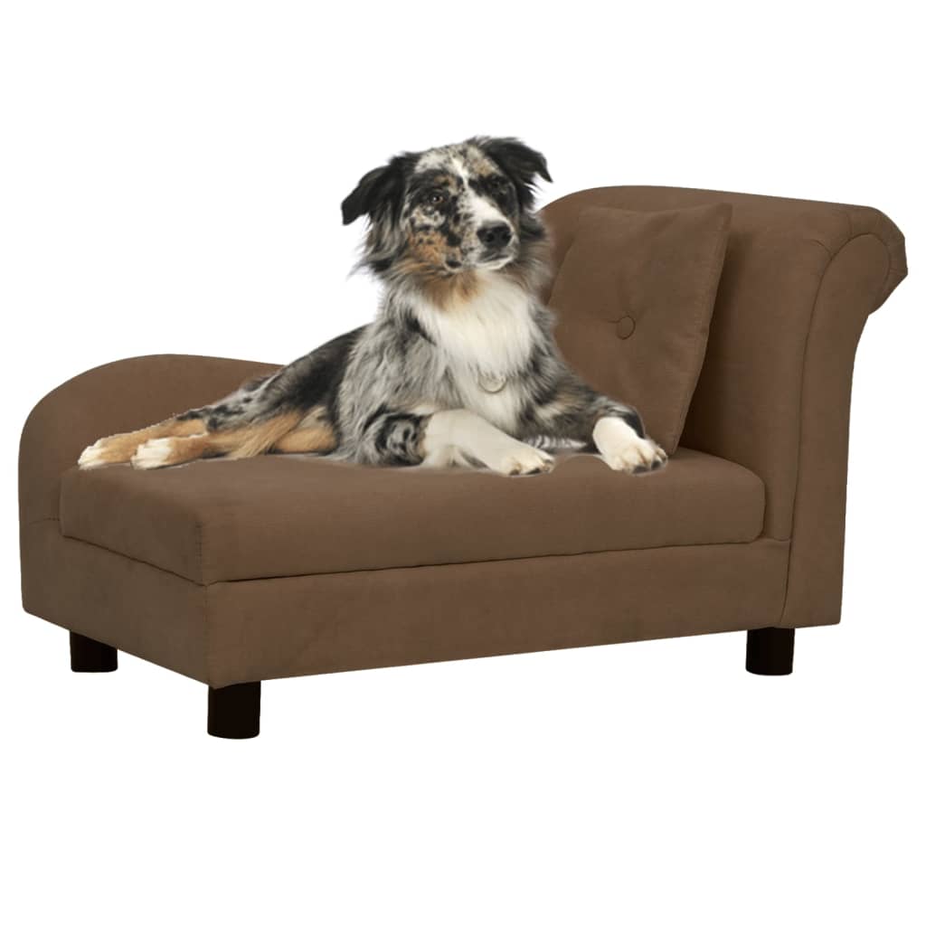 Vidaxl Hundebank mit Kissen 83x44x44 cm Plüschbraun