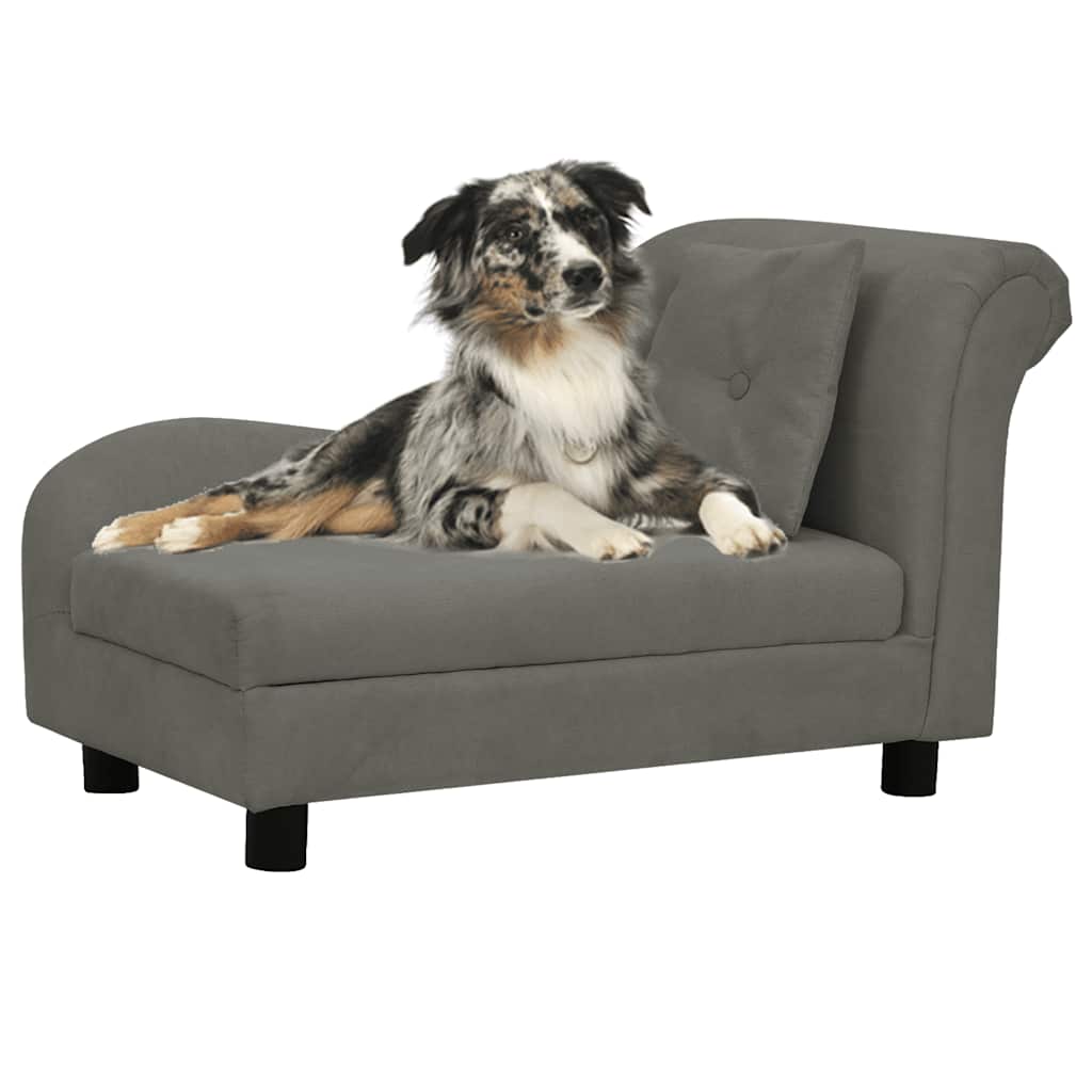 Vidaxl Hundebank mit Kissen 83x44x44 cm Plüsch dunkelgrau