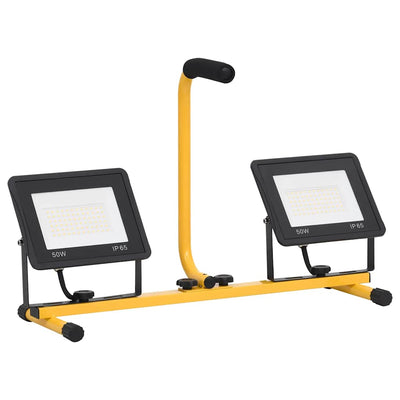 Vidaxl -Scheinwerfer mit Griff LED 2x50 W warmes Weiß