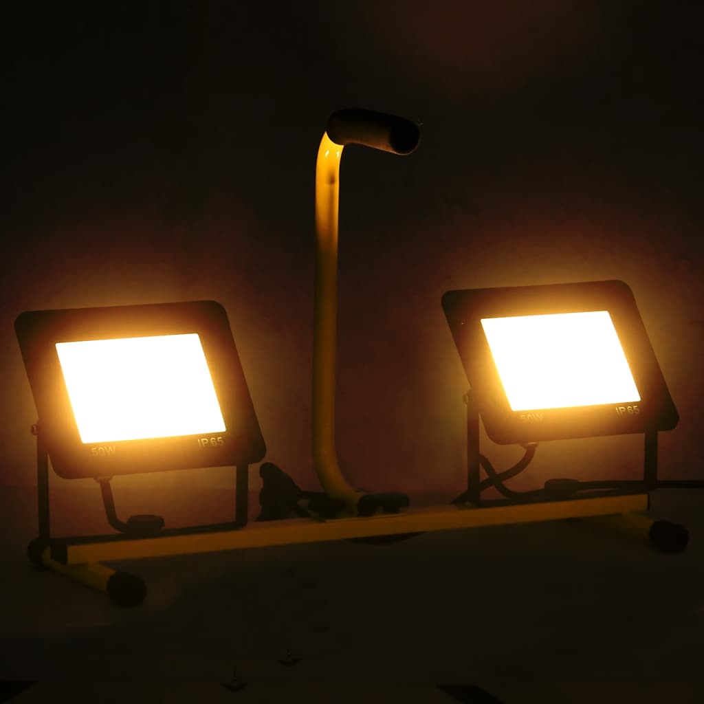 Vidaxl -Scheinwerfer mit Griff LED 2x50 W warmes Weiß