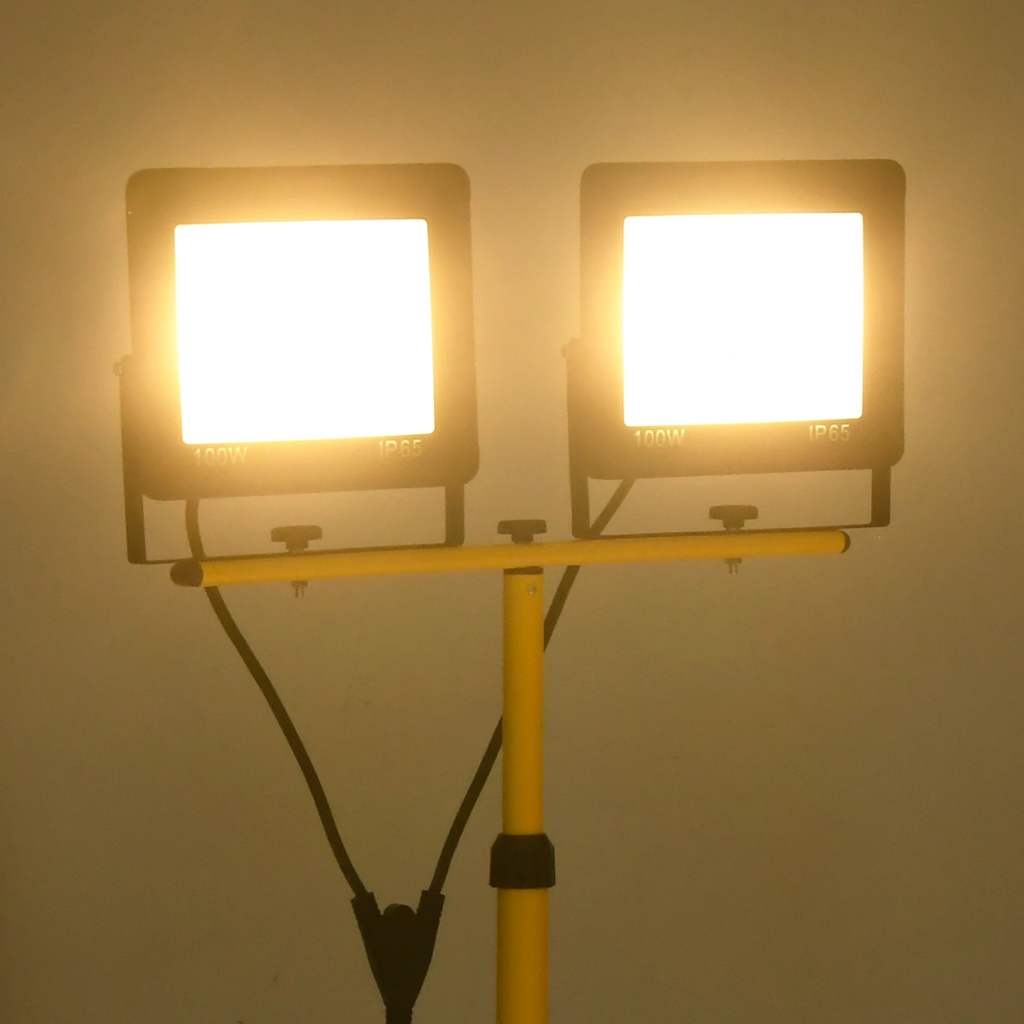 VidaXL Strahler mit Stativ LED 2x100W warmweiß