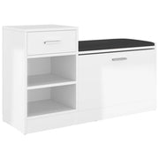 Vidaxl Schuhe Bank 94.5x31x57 cm verarbeitetes Holz Hochglanz weiß - afbeelding 2