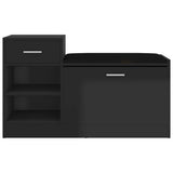 Vidaxl Schuhsofa 94.5x31x57 cm verarbeitetes Holz Hochglanzschwarz schwarz - afbeelding 3