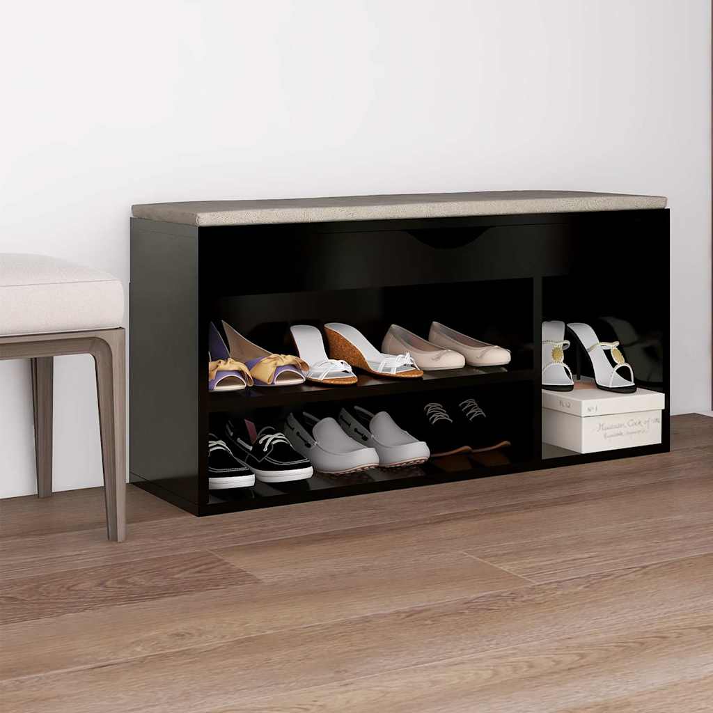 VIDAXL -Schuhbank mit Kissen 104x30x49 cm professioniertes Holzschwarz