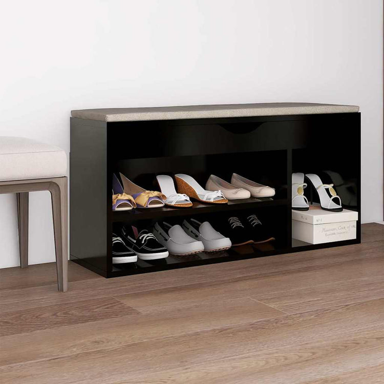 VIDAXL -Schuhbank mit Kissen 104x30x49 cm professioniertes Holzschwarz