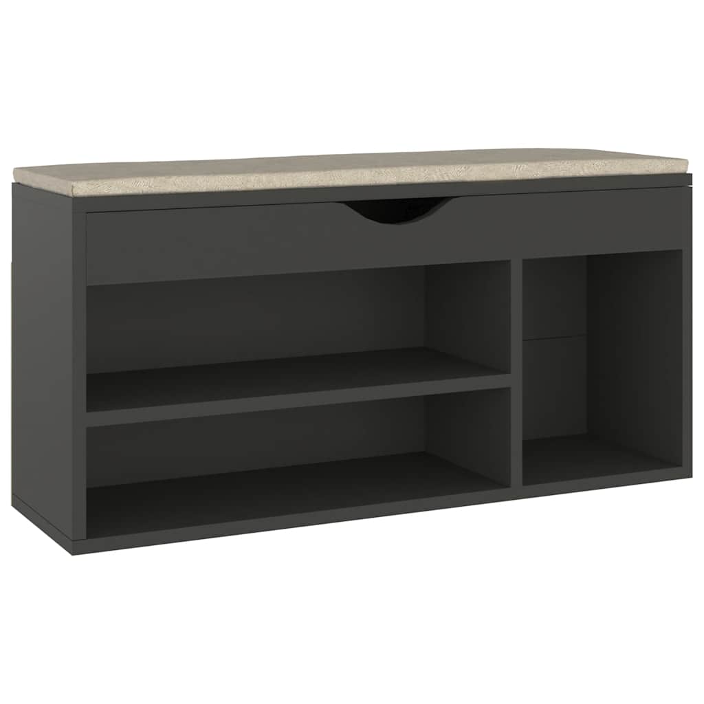 Vidaxl -Schuhsofa mit Kissen 104x30x49 cm verarbeitetes Holzgrau