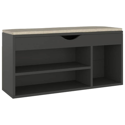 Vidaxl -Schuhsofa mit Kissen 104x30x49 cm verarbeitetes Holzgrau