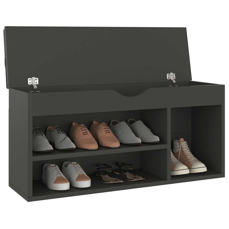 Vidaxl -Schuhsofa mit Kissen 104x30x49 cm verarbeitetes Holzgrau