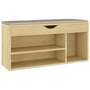 VIDAXL -Schuhbank mit Kissen 104x30x49 cm verarbeitetes Holz Sonoma Eiche - afbeelding 2