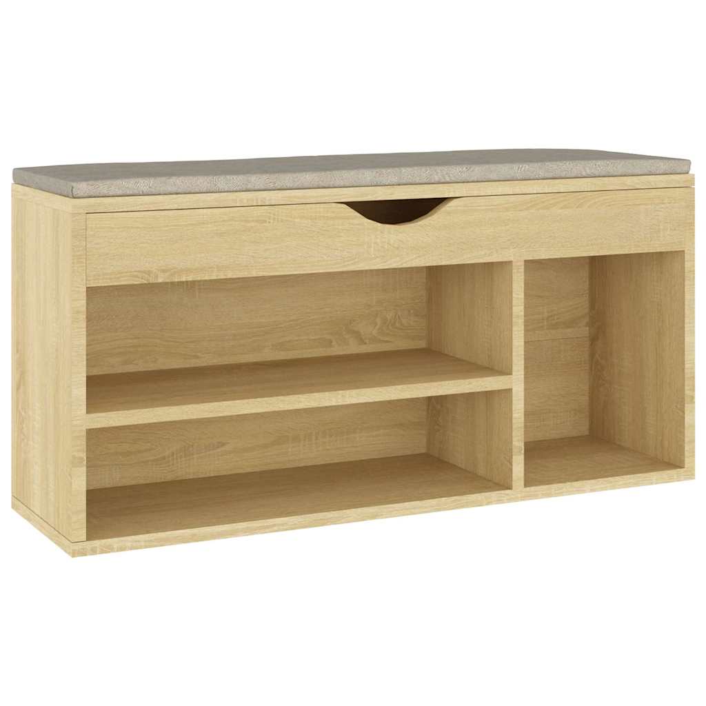 VIDAXL -Schuhbank mit Kissen 104x30x49 cm verarbeitetes Holz Sonoma Eiche