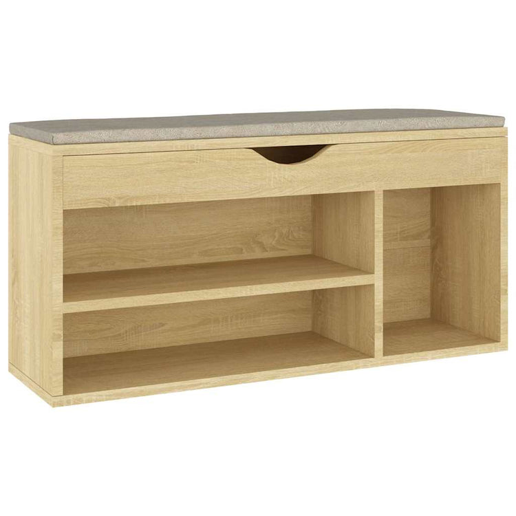 VIDAXL -Schuhbank mit Kissen 104x30x49 cm verarbeitetes Holz Sonoma Eiche