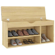 VIDAXL -Schuhbank mit Kissen 104x30x49 cm verarbeitetes Holz Sonoma Eiche - afbeelding 3