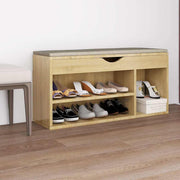 VIDAXL -Schuhbank mit Kissen 104x30x49 cm verarbeitetes Holz Sonoma Eiche - afbeelding 1